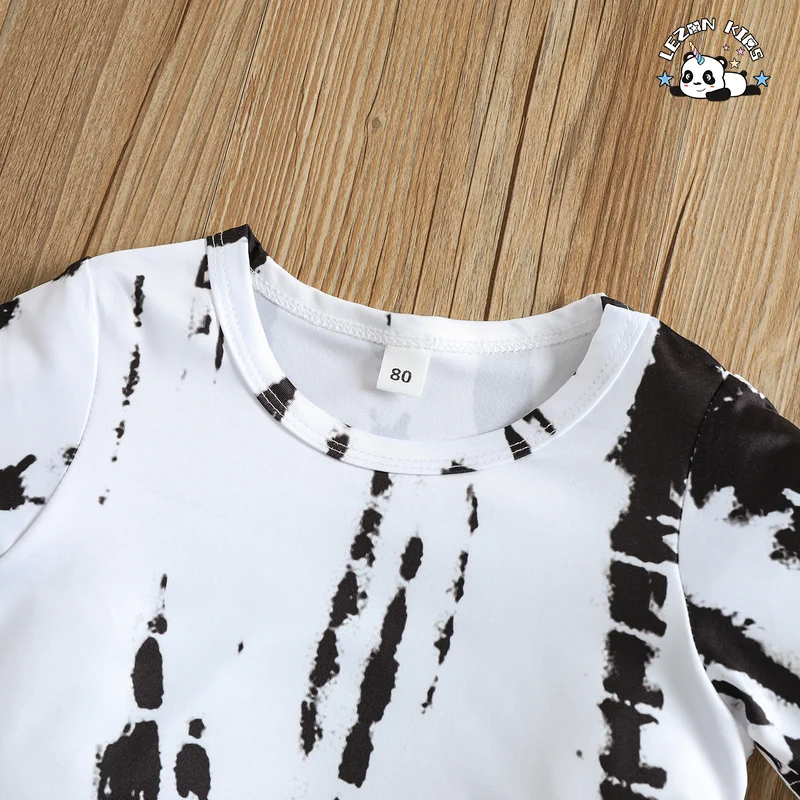 LEZONKIDS - Customizable Dip Dye T-Shirt Flares Set Little Girl's Winter Western Style Clothing Long Sleeve Coat Custom 2 Pieces Clothes Set